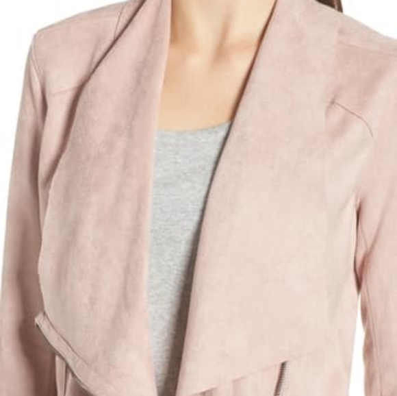 BLANKNYC Faux Suede Drape Front Jacket Pink Small - Picture 12 of 12